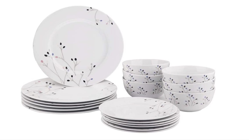 lightly decorated dinnerware set