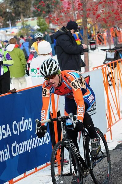 Justin Morejohn coming through the start-finish with one lap to go.