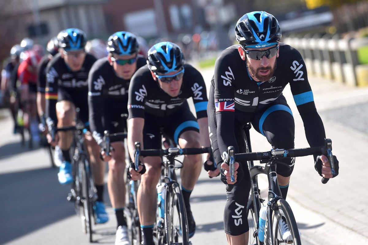 Bradley Wiggins (Team Sky) on the front