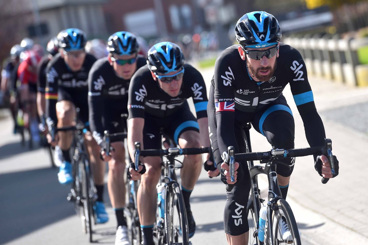 Bradley Wiggins (Team Sky) on the front