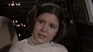 Leia speaking to Han in the cockpit of the Falcon in A New Hope