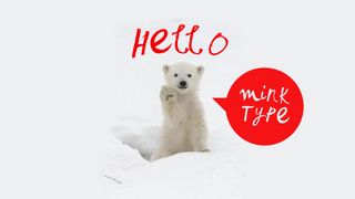 polar bear with the word hello and 'mink type' in a speech bubble