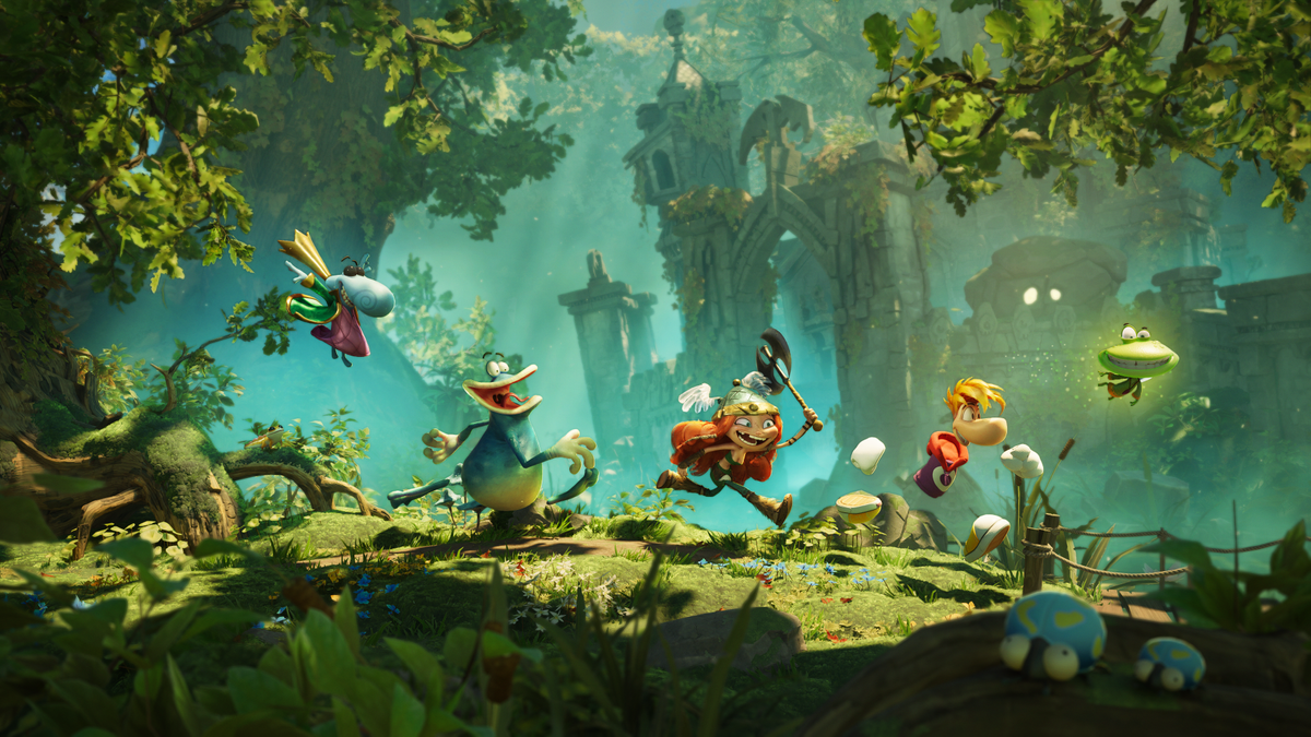 Several images of Rayman Legends Retold, showcasing the new character models, level design, dragon riding sections, and more.