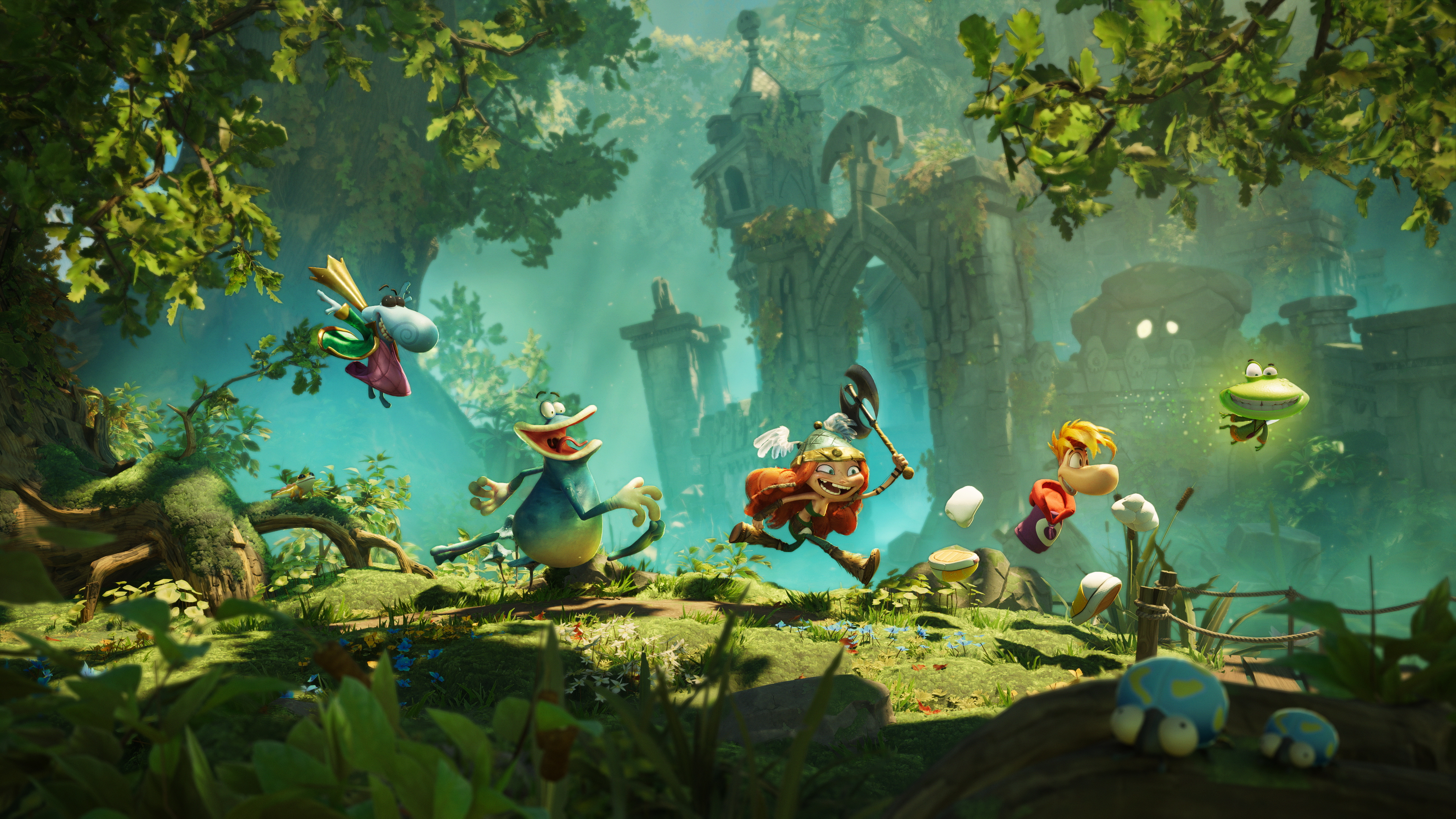 Several images of Rayman Legends Retold, showcasing the new character models, level design, dragon riding sections, and more.