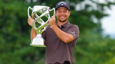 Xander Schauffele with the Baycurrent Classic trophy