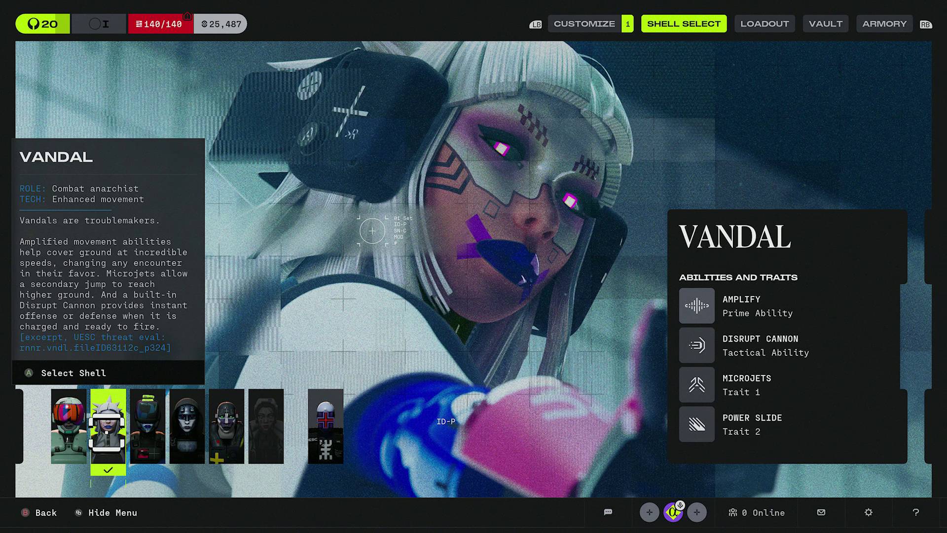 Marathon characters Vandal runner shell