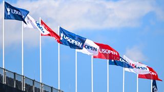 US Open flags blow in the wind