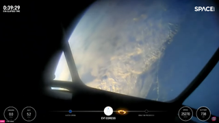 helmet cam view of Earth during historic spacewalk