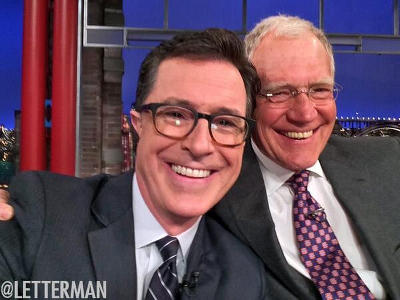 Stephen Colbert tells David Letterman he&amp;#039;s &amp;#039;thrilled&amp;#039; to be the next host of the Late Show