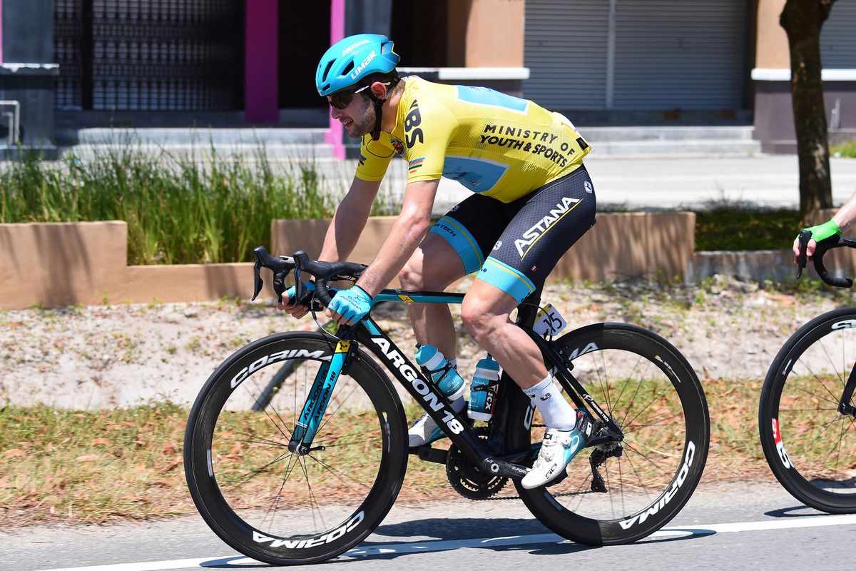 Race leader on stage 2, Riccardo Minali (Astana)
