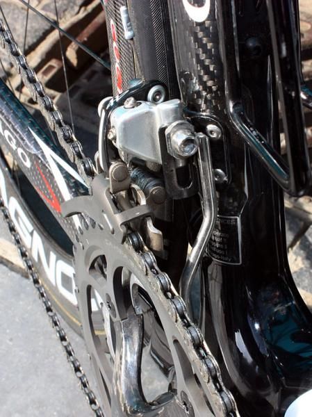 Bonnet's bike includes a custom chain watcher whose design has now been mimicked by others in more modern machined aluminum.