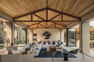 quinta del sol mexican house with lots of verdant outdoor areas and timber ceilings