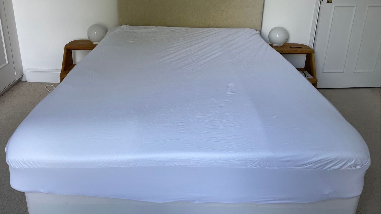 The Panda London Mattress Protector fitted onto a bed that one of our expert testers slept on