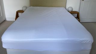 The Panda London Mattress Protector fitted onto a bed that one of our expert testers slept on