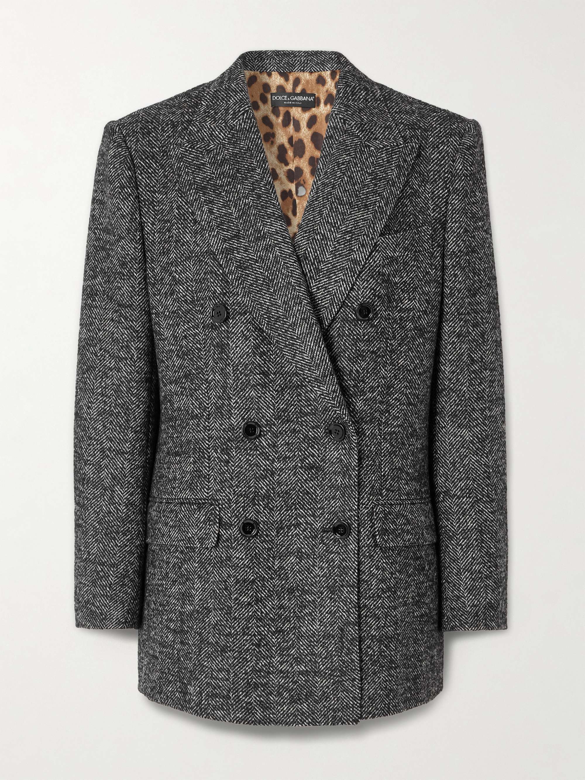 Double-Breasted Herringbone Wool-Blend Blazer