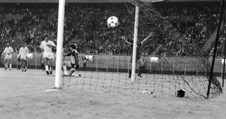 Alan Kennedy scores the winner for Liverpool against Real Madrid in the 1981 European Cup final at the Parc des Princes.