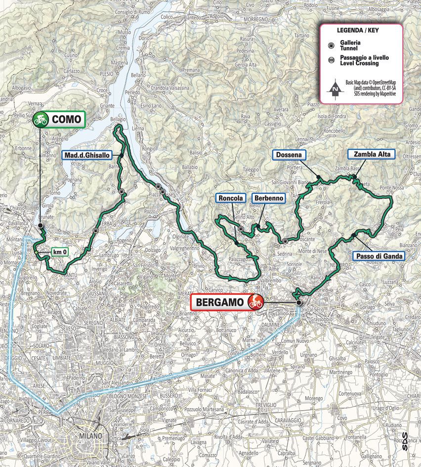 The map of the 2021 Il Lombardia