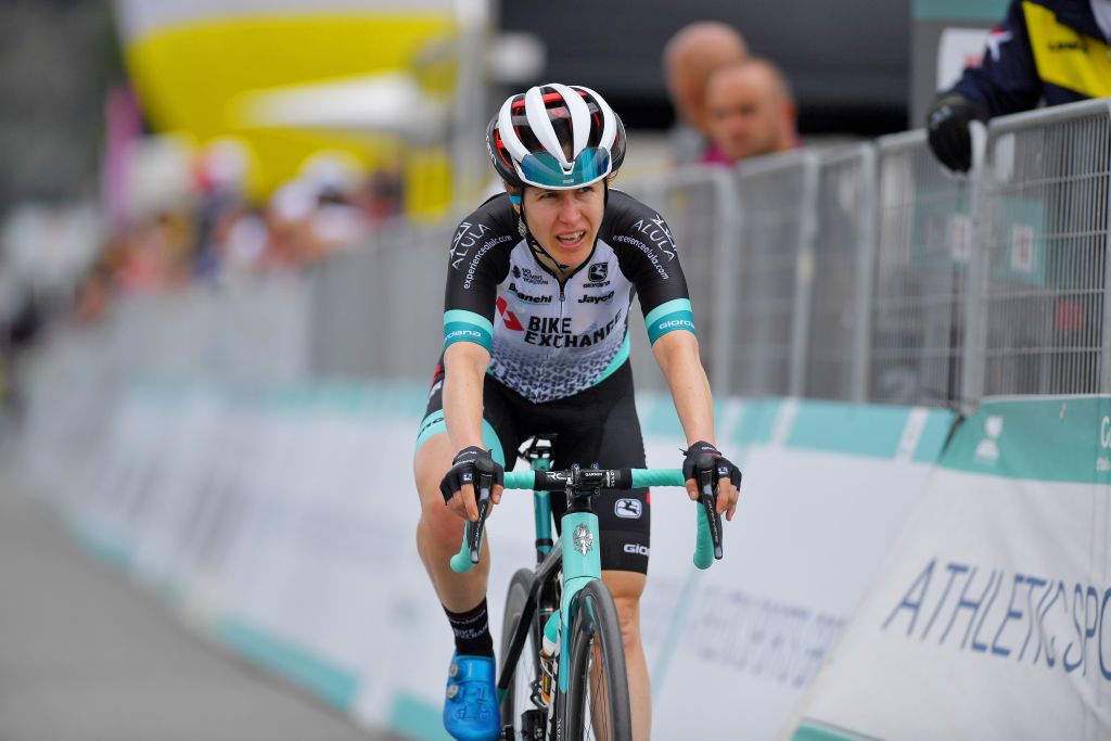 PRATO NEVOSO ITALY JULY 03 Amanda Spratt of Australia and Team BikeExchange at arrival during the 32nd Giro dItalia Internazionale Femminile 2021 Stage 2 a 1001km stage from Boves to Prato Nevoso Colle del Prel 1607m GiroDonne UCIWWT on July 03 2021 in Prato Nevoso Italy Photo by Luc ClaessenGetty Images