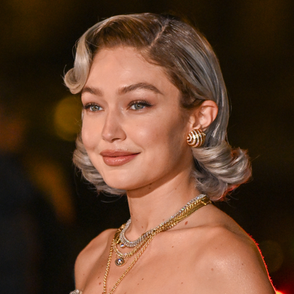 Gigi Hadid arrives at the Grand Diner du Louvre during the Womenswear Fall/Winter 2025/2026 as part of Paris Fashion Week on March 04, 2025 in Paris, France.