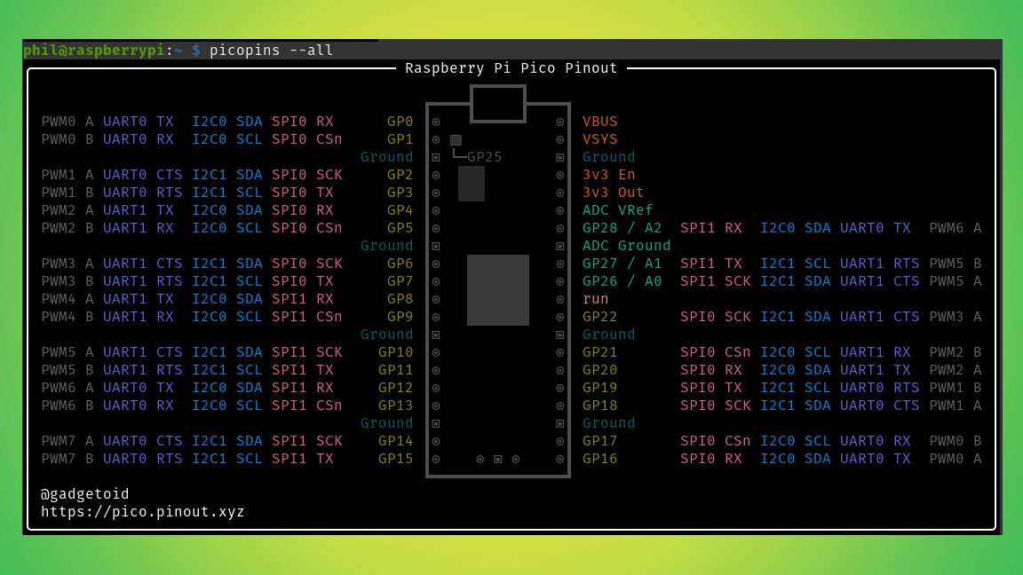 New App Shows Raspberry Pi Pico Pinout At Command Line 5877