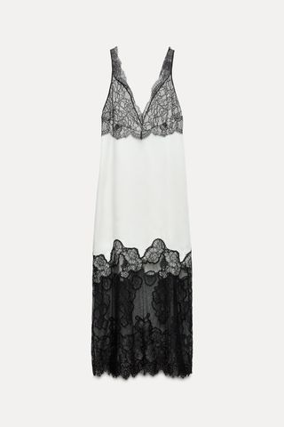 ZARA Lace Satin Effect Dress Zw Collection