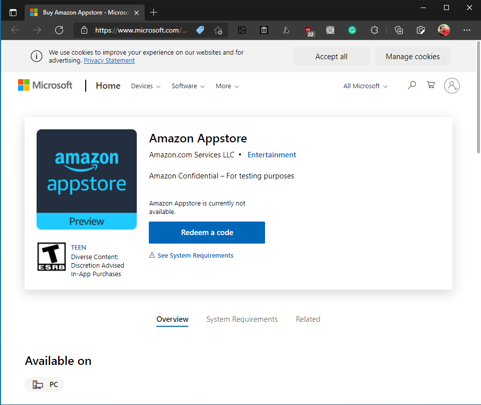 Amazon Appstore appears in Microsoft Store, though it doesn't work yet ...