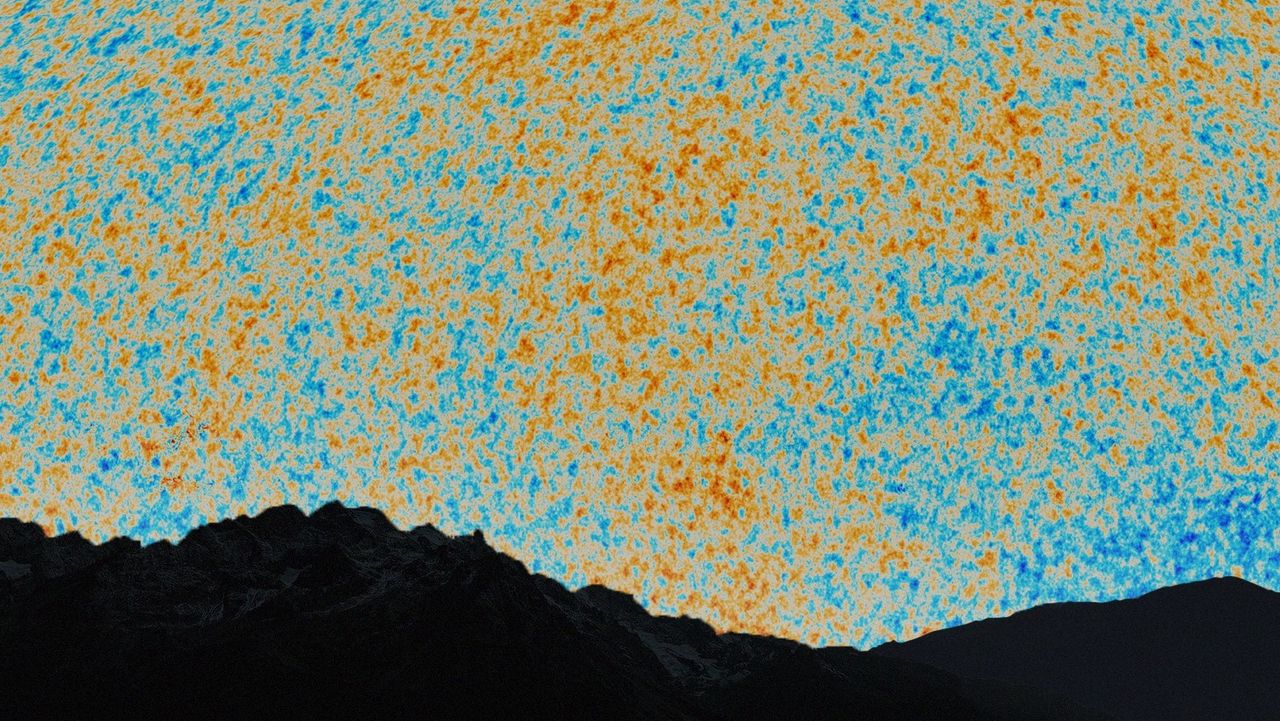 The cosmic microwave background as it it would be seen in the night sky.