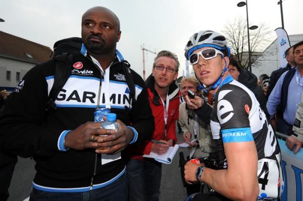 Sep Vanmarcke (Garmin-Cervelo) watches the sprint replay after finishing fourth