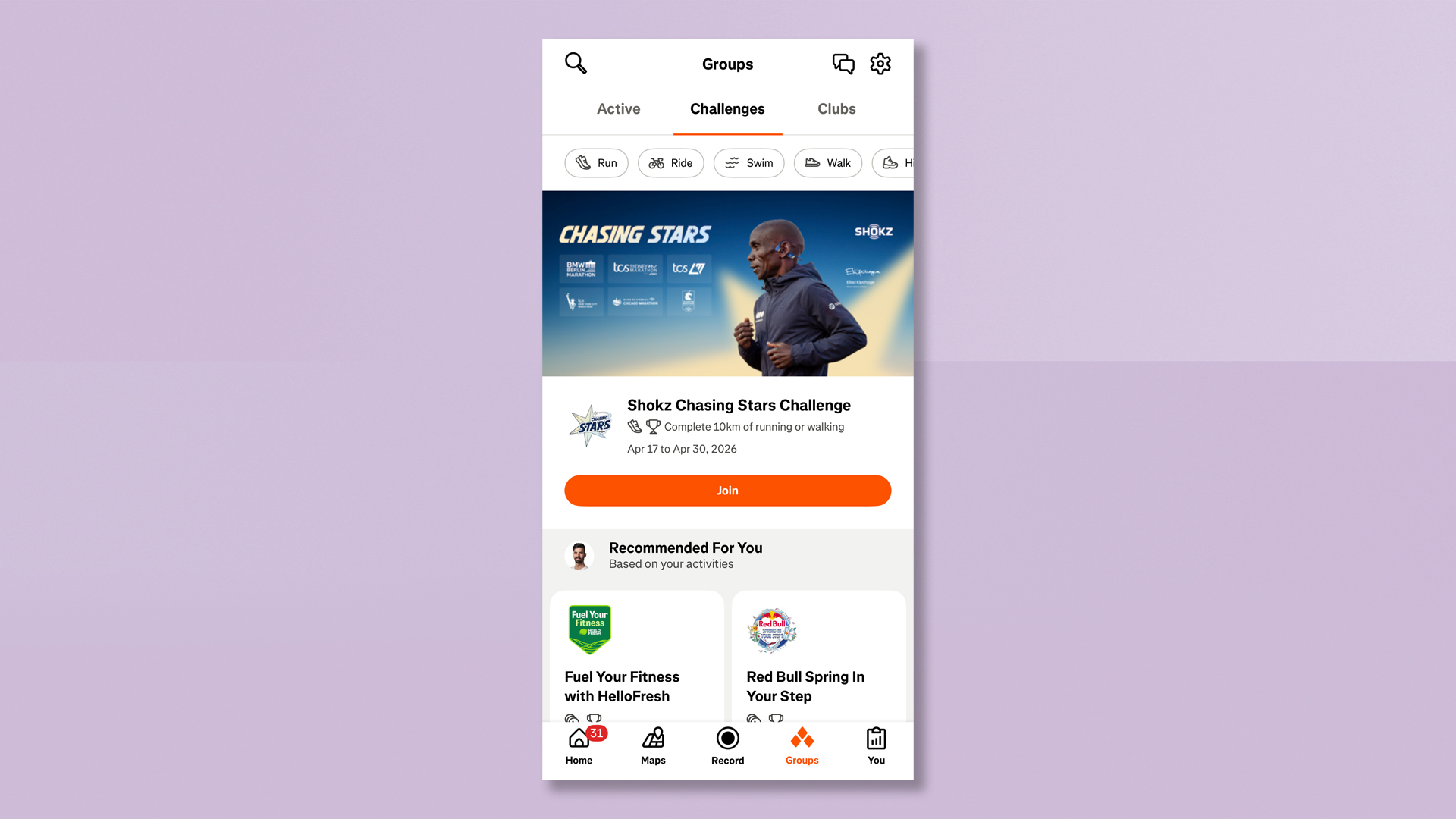 Strava screenshots on colourful background