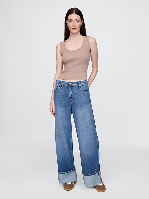 Mid Rise Ultrasoft Cuffed Baggy Jeans