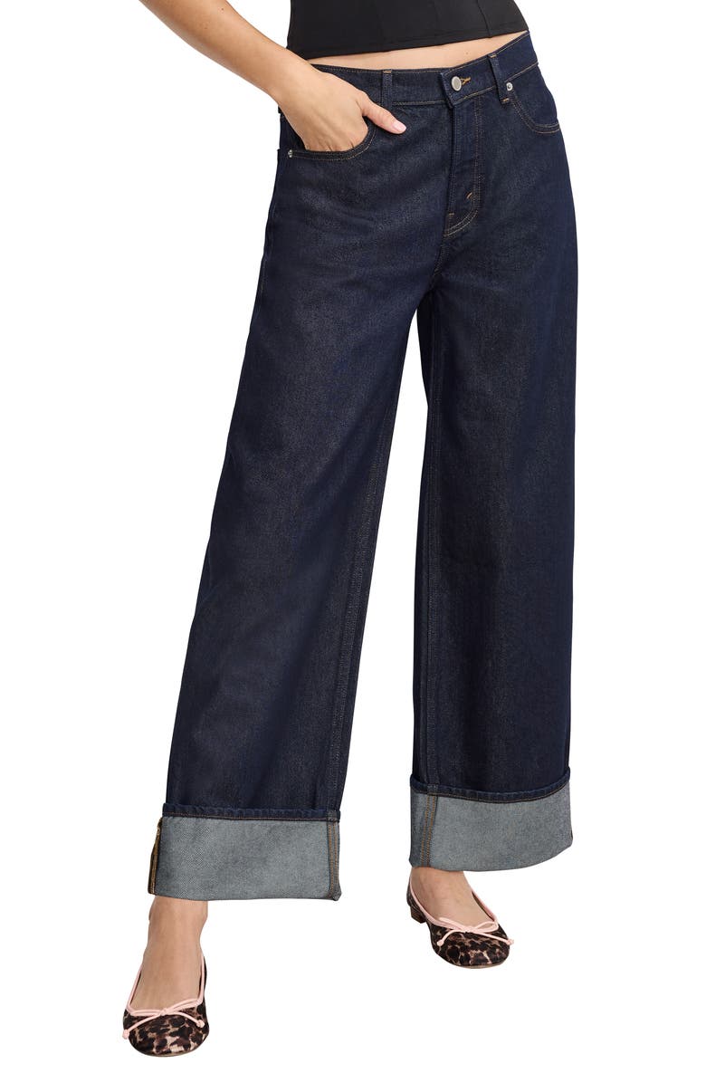 High Waist Cuffed Baggy Wide Leg Jeans