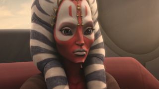 Shaak Ti sitting in Jedi Council meeting room in The Clone Wars