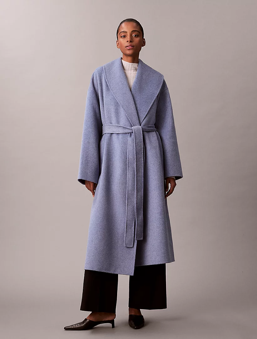 Double Faced Wool Blend Shawl Collar Coat