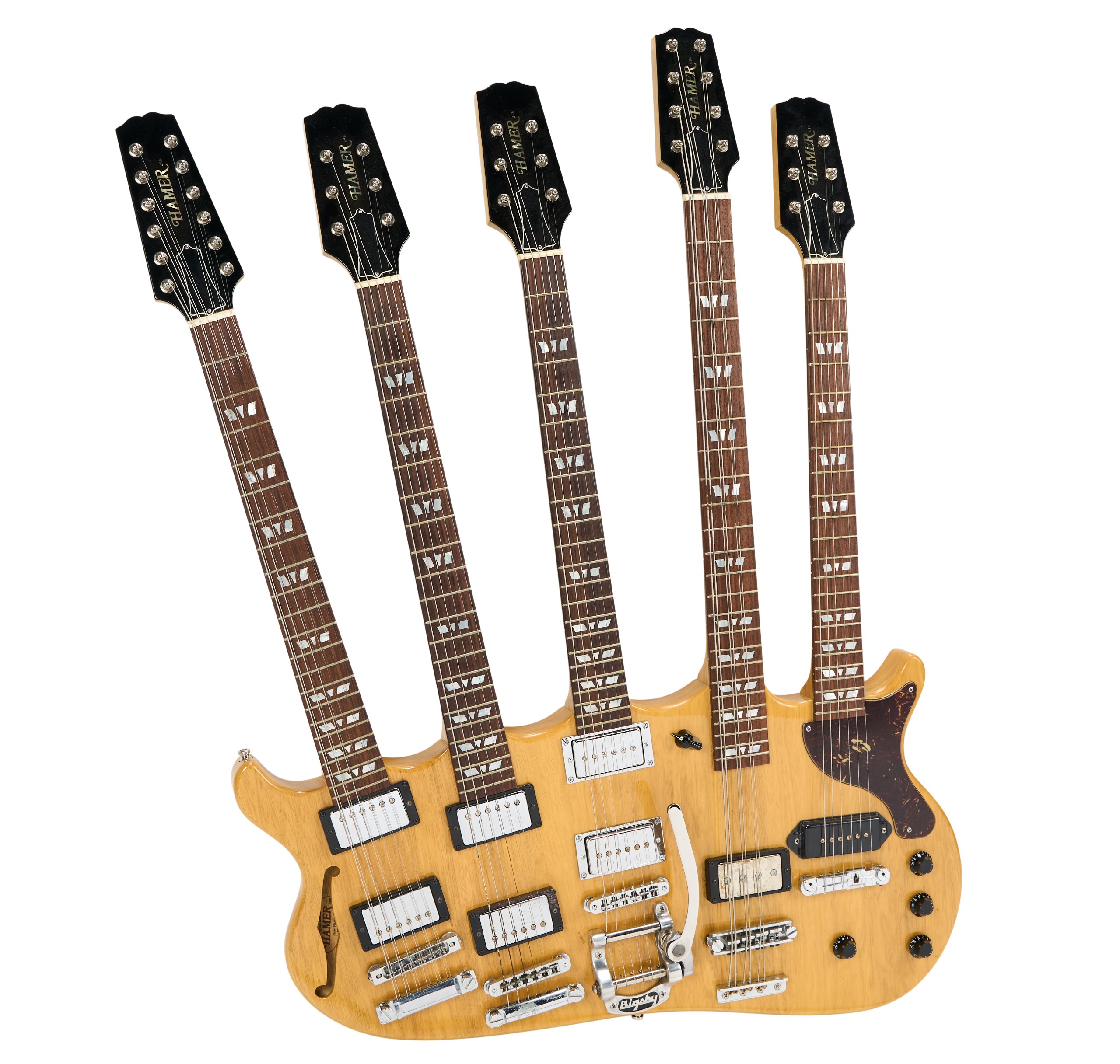 Rick Nielsen's stage Played Custom 2004 Hamer Five Neck Korina Electric Guitar