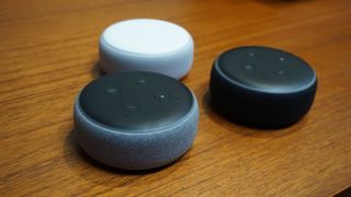 The Amazon Echo Dot (3rd Generation) in black, grey and white