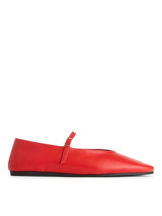 Leather Mary Jane Flats - Red - Arket Gb