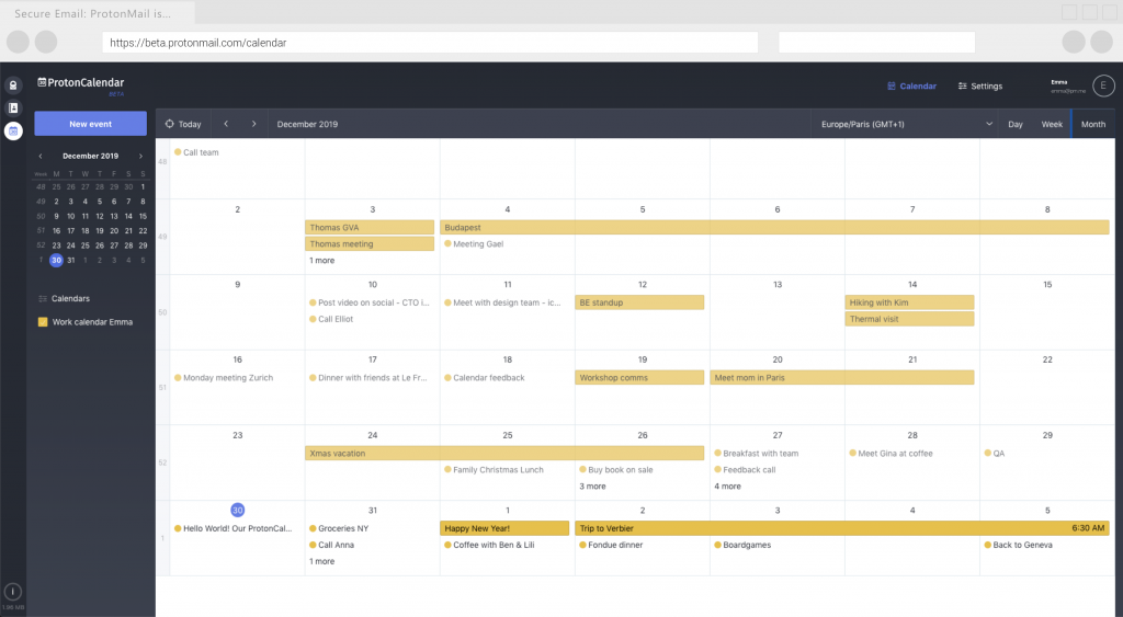 ProtonMail's new ProtonCalendar service