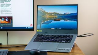 Acer Chromebook 514 on laptop stand