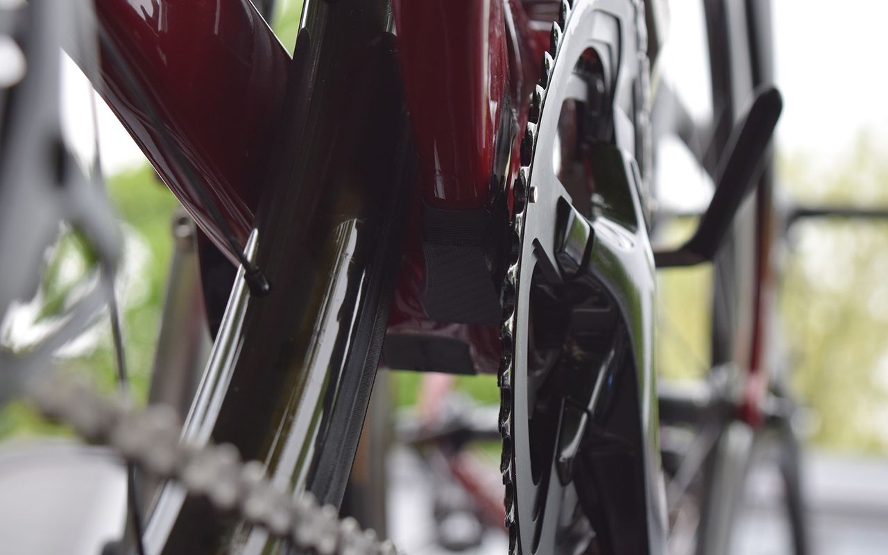 A look at the additional piece of carbon from the underside of the bike