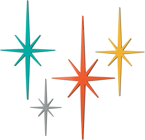 4 Pcs Cast Iron Starburst Shaped Wall Decor