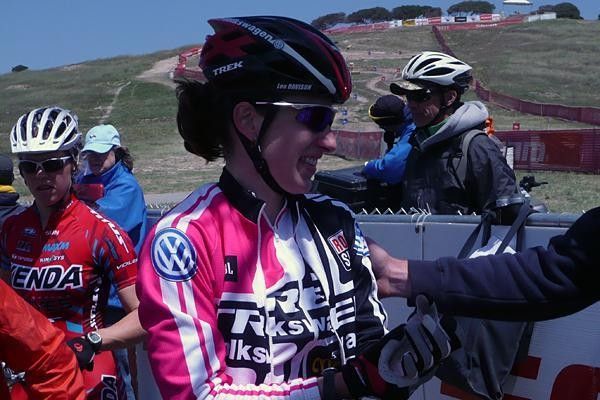 Lea Davison after a breakthrough short track win at Sea Otter in April.