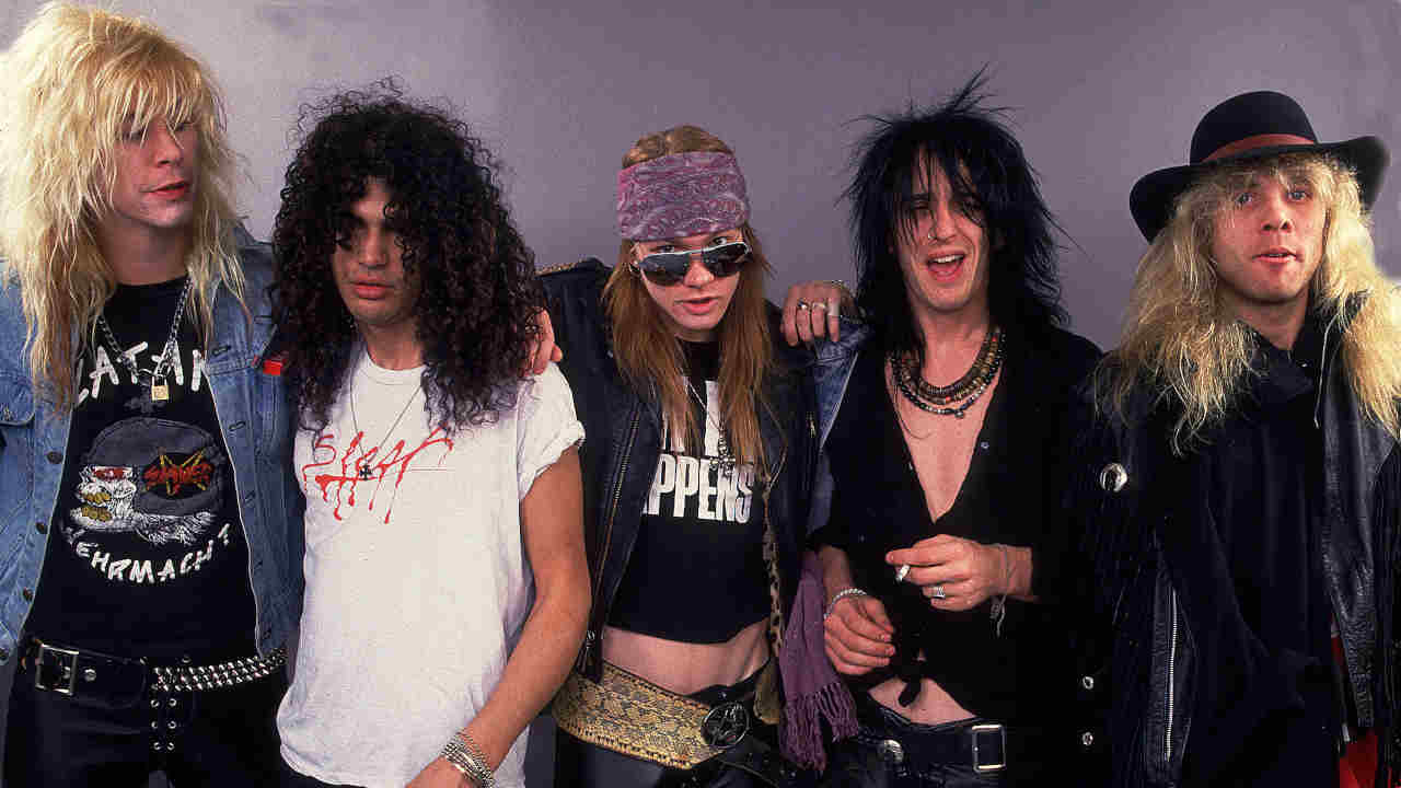 Guns N&amp;rsquo;&amp;nbsp;Roses posing for a photograph in 1987