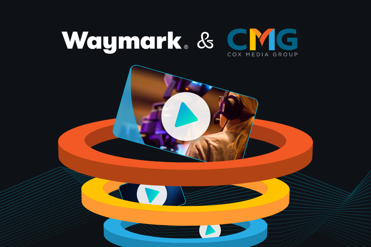 Waymark and CMG locals with screens dropping into a funnel