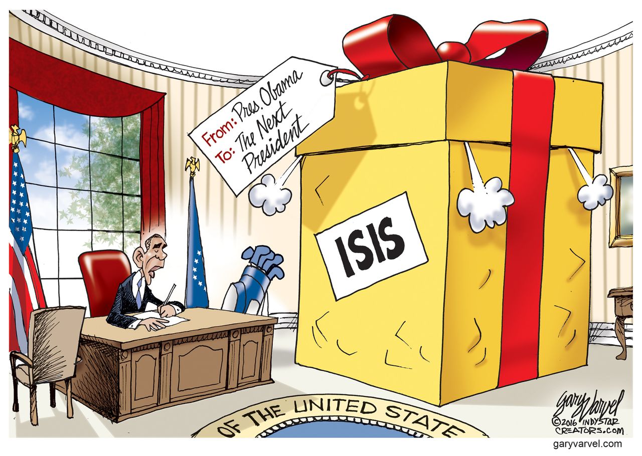 Political cartoon U.S. Political Cartoon Obama ISIS Gift