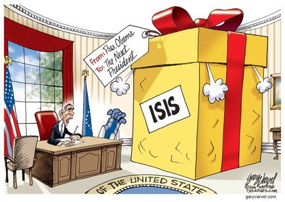 Political cartoon U.S. Political Cartoon Obama ISIS Gift