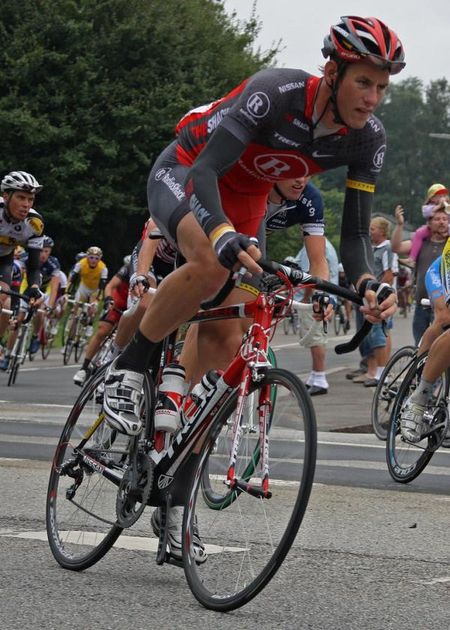 A Radioshack rider gets out of the saddle