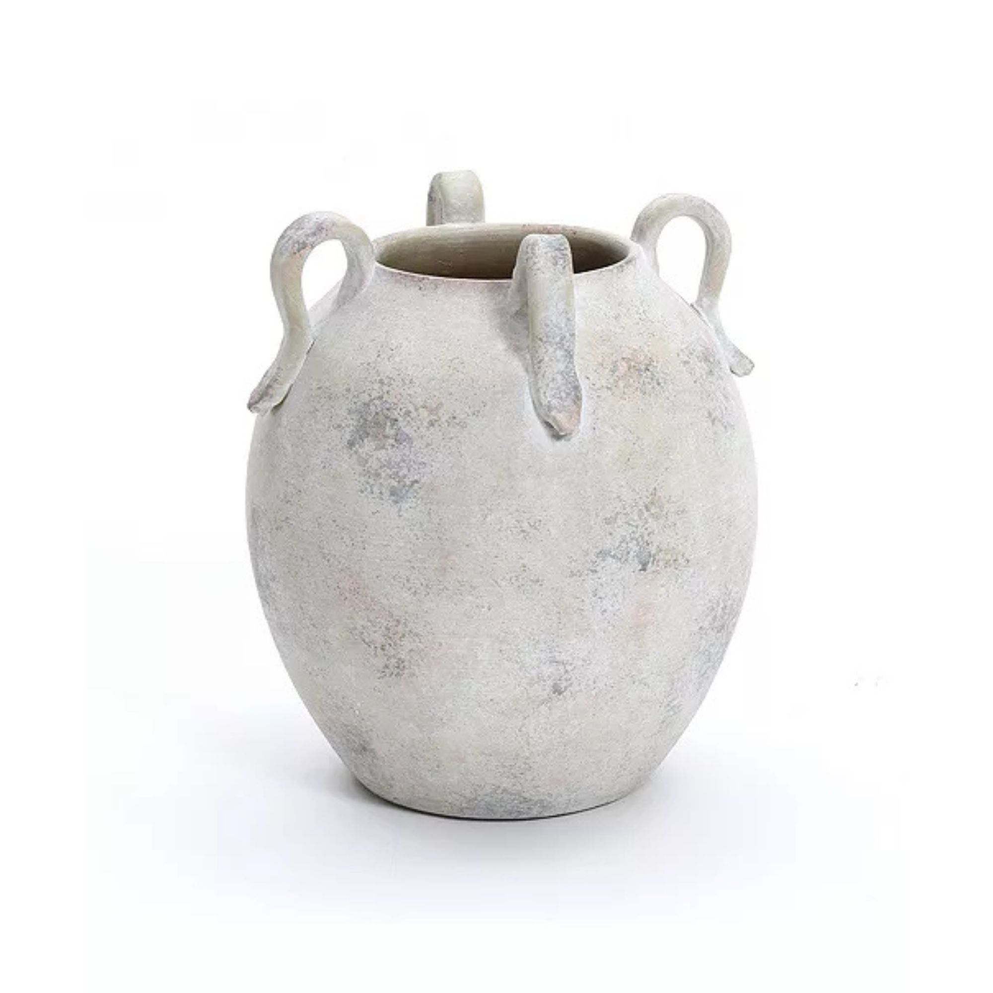 LuxenHome White with Gray Terracotta 11-Inch Tall Vase with Handles