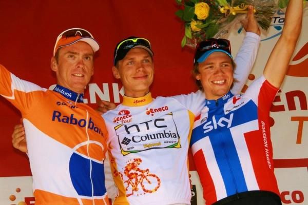 The 2010 Eneco Tour's final podium in Genk.