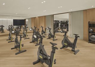 gym with exercise bikes