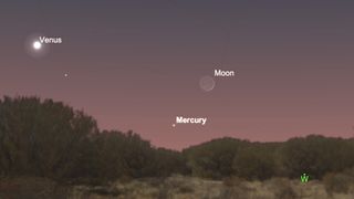 Mercury will be in conjunction with the crescent moon on Sept. 8, 2021, at 4:18 p.m. EDT (2018 GMT). The pair will be visible above the western horizon after sunset.